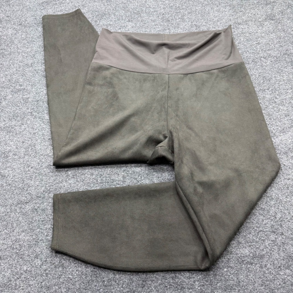 HATCH The Vegan Stretch Suede Before During After Legging Basil Green Large NEW